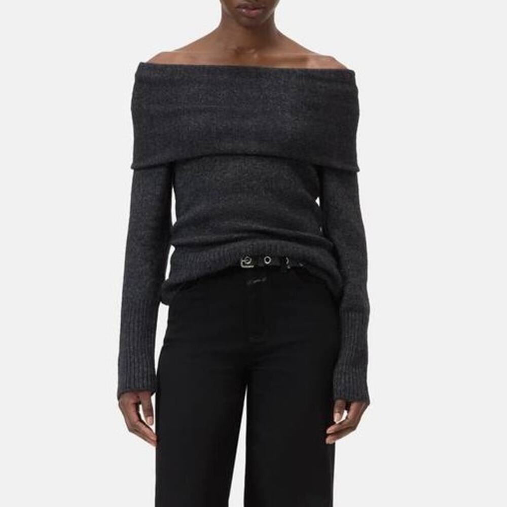 CLOSED Wide Collar Long Sleeve Knit Sweater Top M NWT Quiet Luxury Minimalist